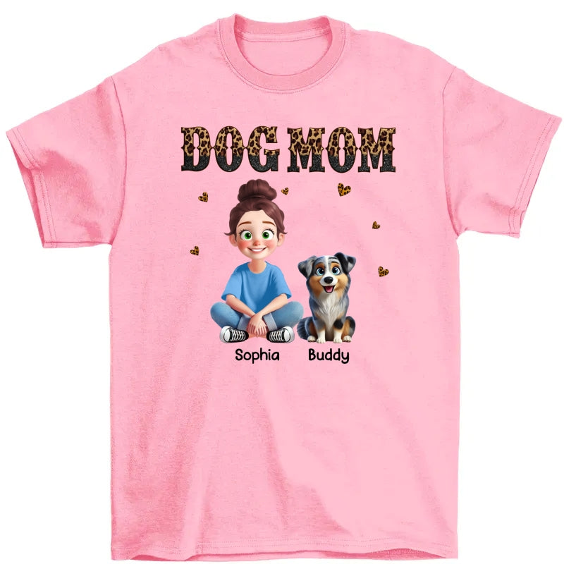 Leopard Dog Mom Animation Cartoon Personalized Shirt, Gift For Dog Lovers