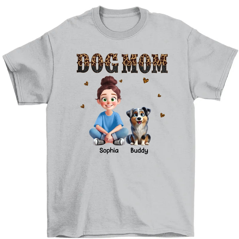 Leopard Dog Mom Animation Cartoon Personalized Shirt, Gift For Dog Lovers