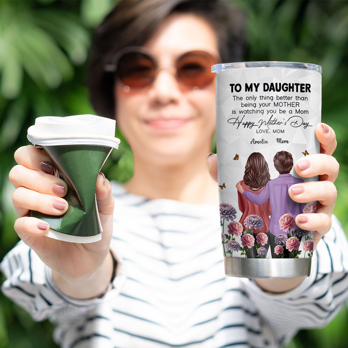 To My Daughter From Mom Happy Mother's Day Birth Flower Personalized Tumbler, Mother's Day Gift For Daughter