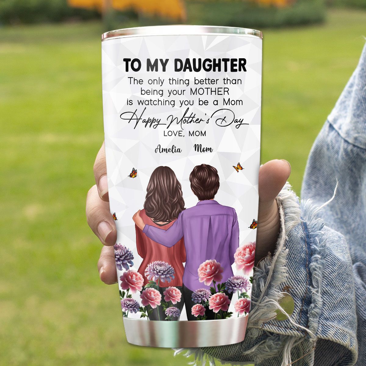 To My Daughter From Mom Happy Mother's Day Birth Flower Personalized Tumbler, Mother's Day Gift For Daughter