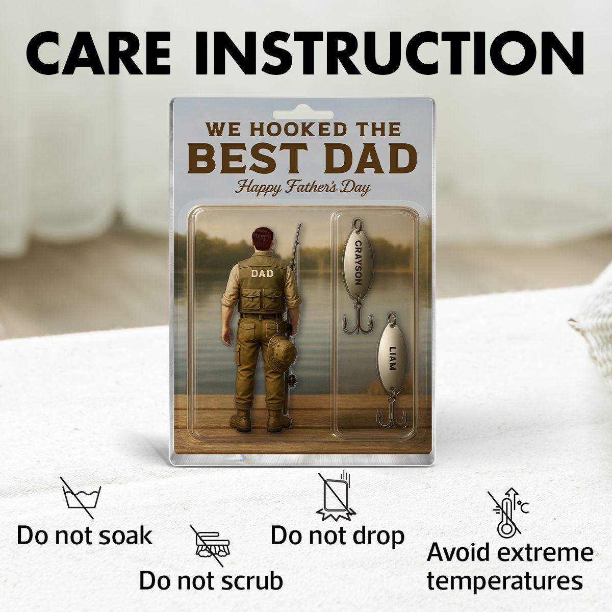 We Hooked The Best Dad Fishing With Kids' Names Custom Figure Personalized Acrylic Block Plaque, Perfect Father's Day Gift For Him, For Dad, Fishing Lover