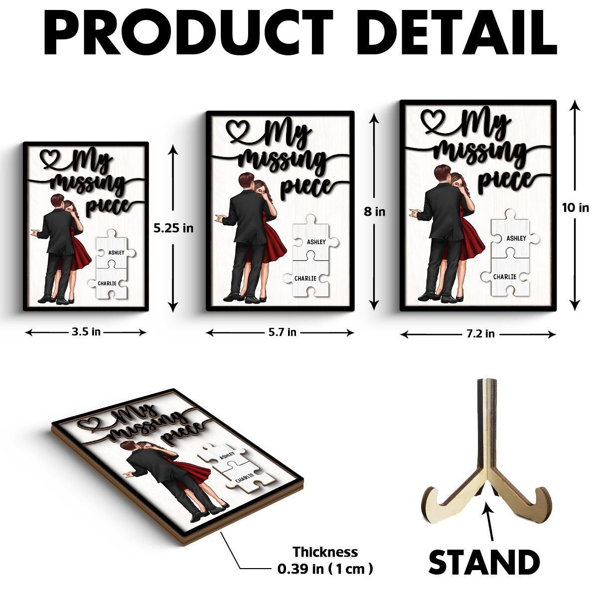 My Missing Piece Dancing Couple Personalized 2-Layer Wooden Plaque, Anniversary Gift, Valentine's Day Gift For Couple