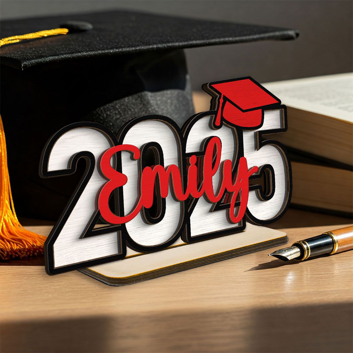 2025 Graduation Senior Personalized 2-Layer Standing Wooden Plaque