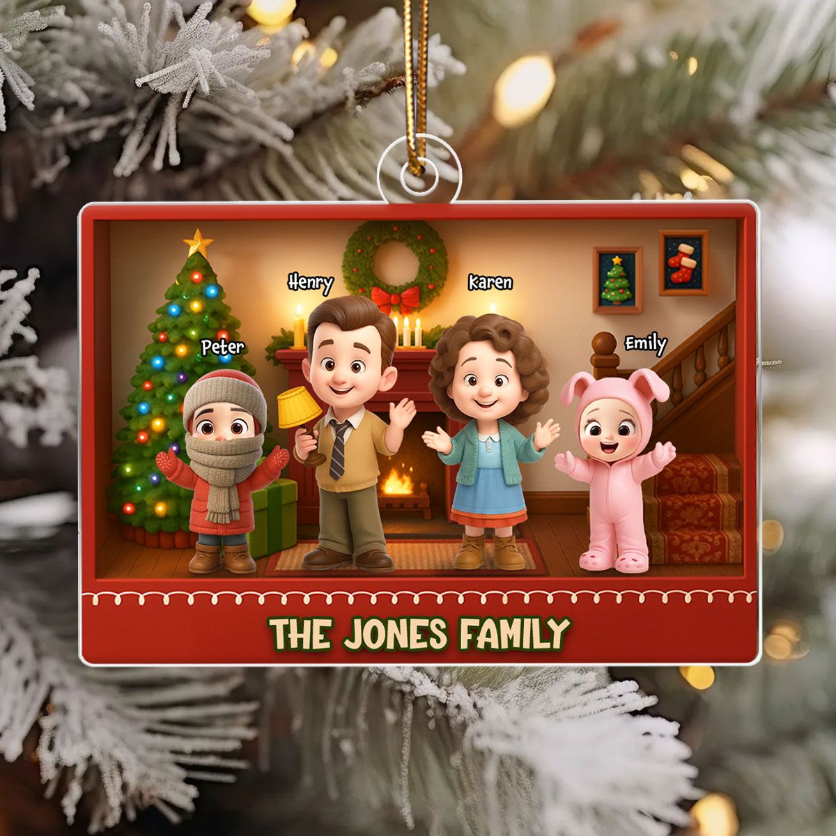 Family Christmas Action Figure Personalized Acrylic Ornament, Nostalgia Christmas Decor for Family