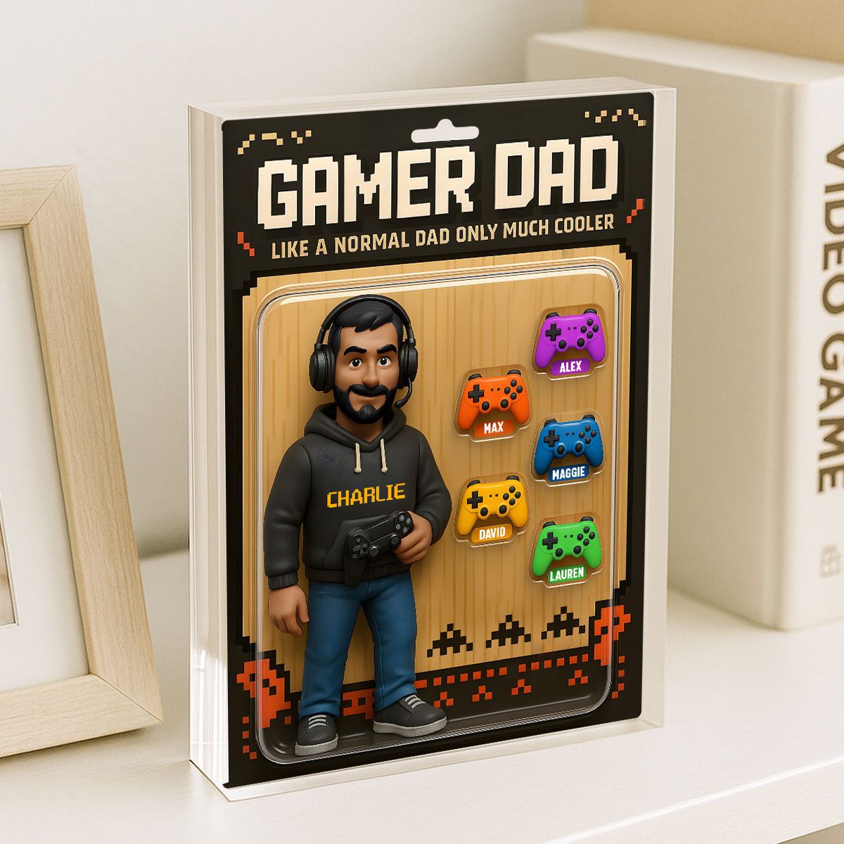 Gamer Dad Cooler Custom Action Figure Personalized Acrylic Block Plaque, Father's Day Gift for Gamer Dad, Gift for Husband