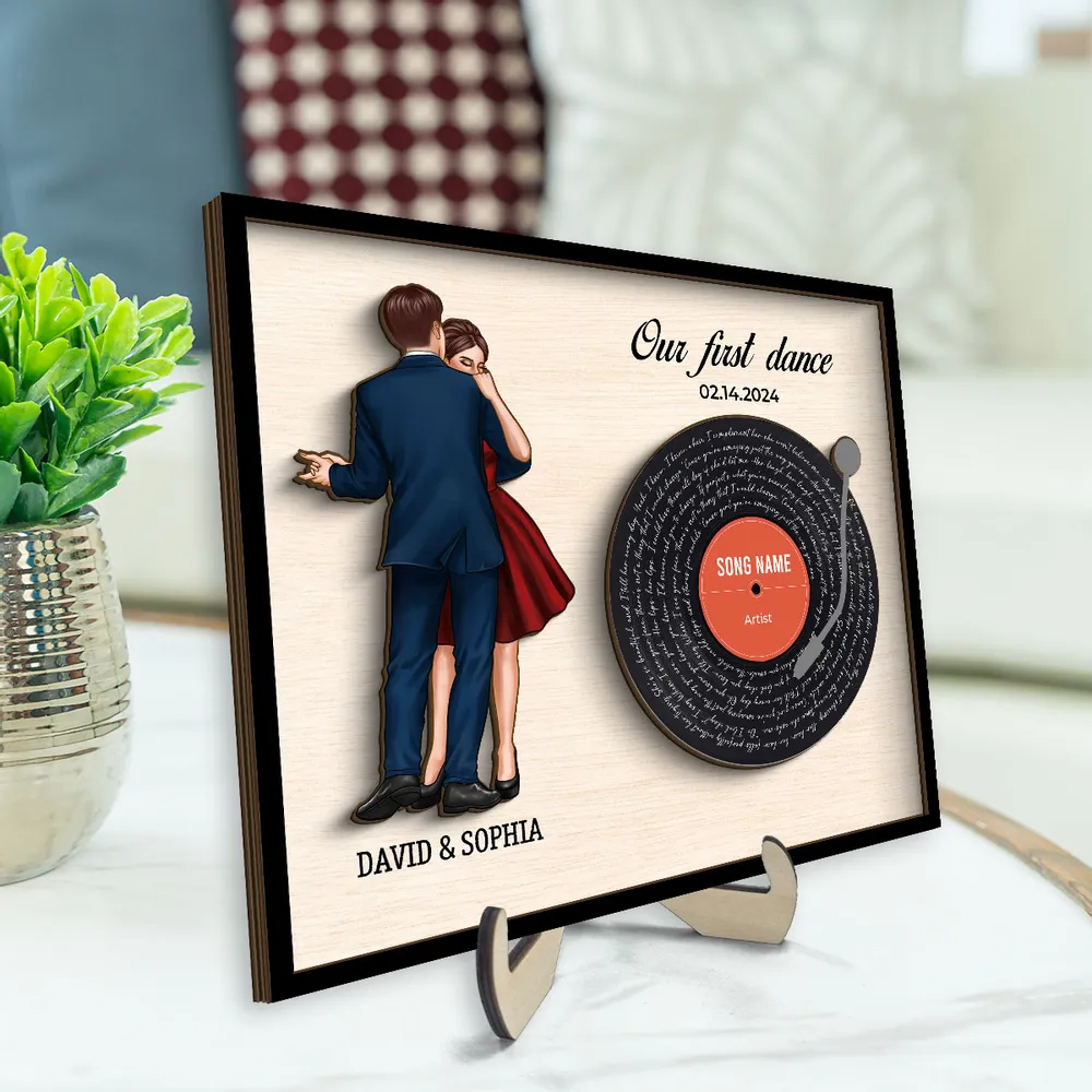 Couple Dancing Song Lyrics Personalized 2-Layered Wooden Plaque, Heartfelt Soul Connecting Personalized Gift For Couple, For Him, For Her