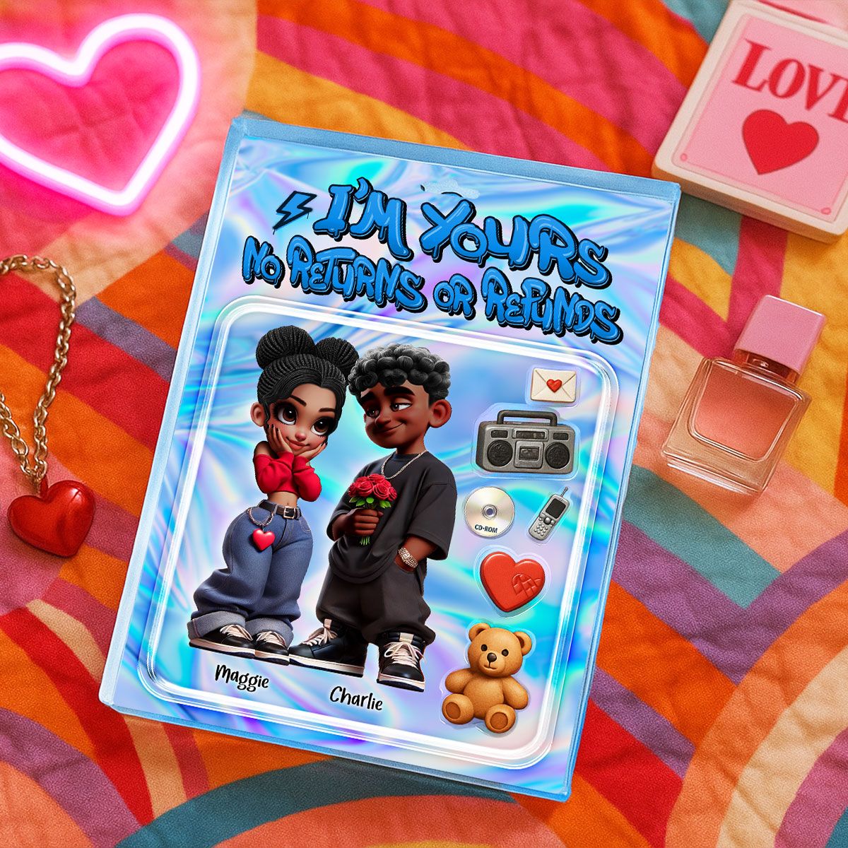 Y2K Couple Toy Box Figures Style Personalized Acrylic Block Plaque