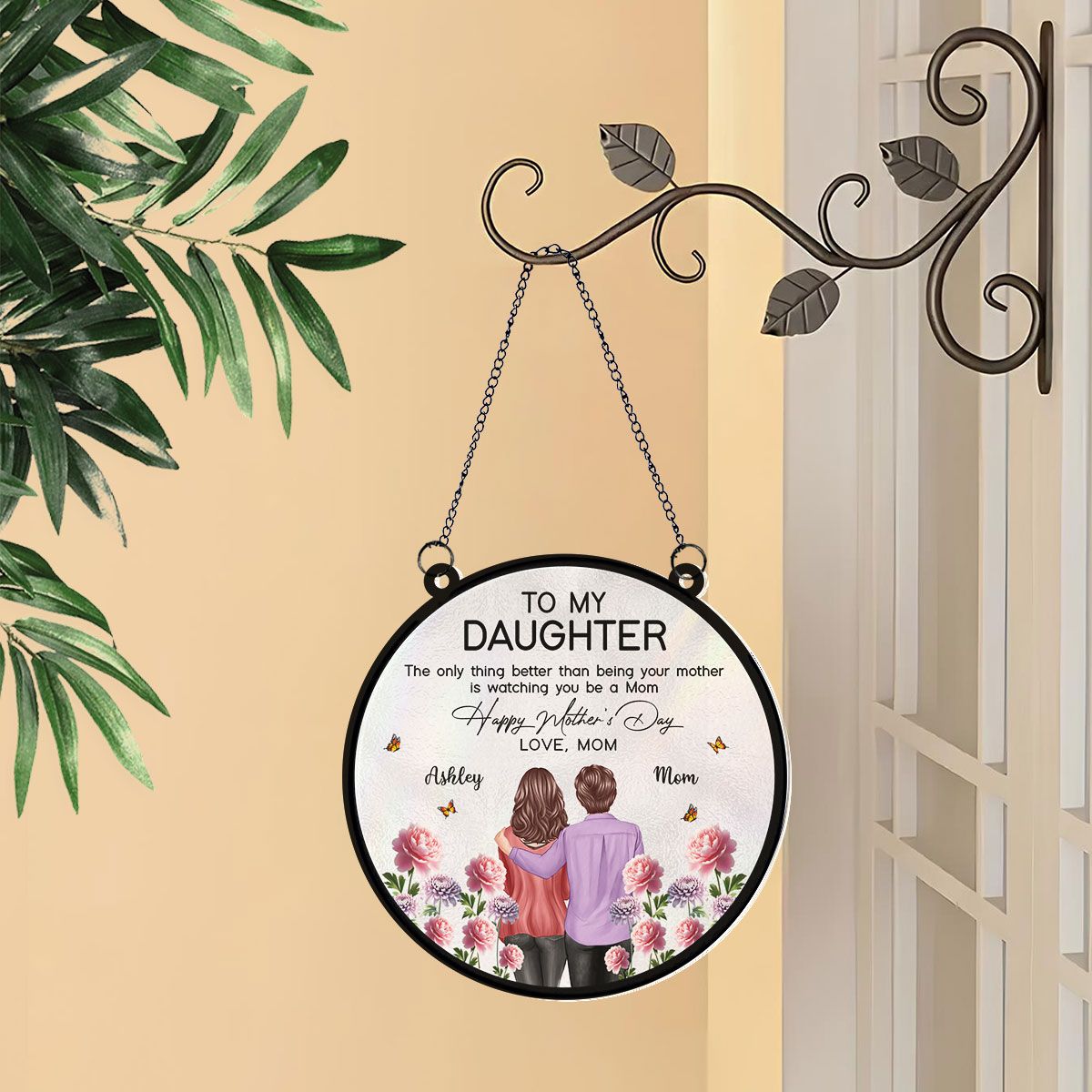 To My Daughter From Mom Happy Mother's Day Birth Flower Personalized Suncatcher, Mother's Day Gift For Daughter