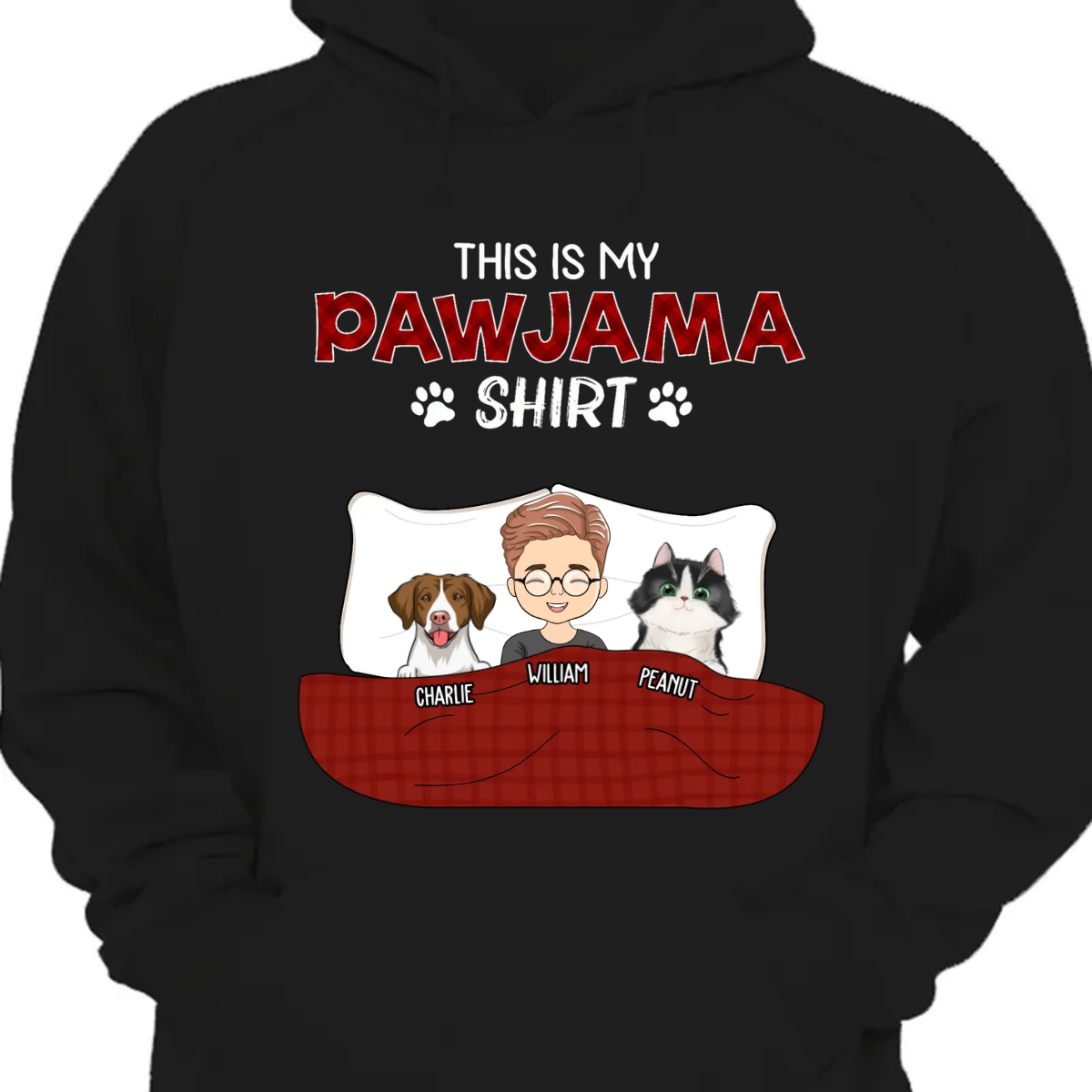 Pajama Shirt With Dogs & Cats - Personalized Custom Hoodie Sweatshirt