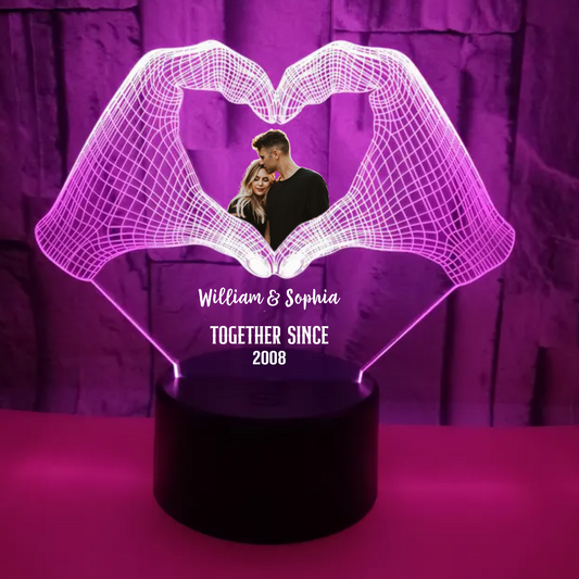 Personalized Photo LED Lights, 16 Colors Variable Couple Bedside Lamps, Valentine's Day, Wedding Anniversary Couple Gift