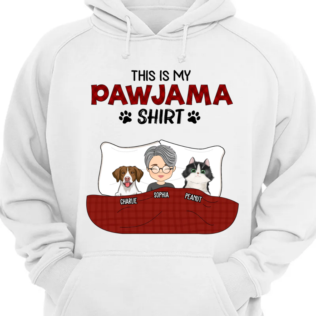 Pajama Shirt With Dogs & Cats - Personalized Custom Hoodie Sweatshirt