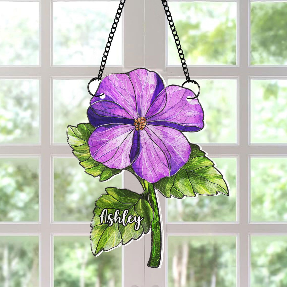 Birth Flower With Name Suncatcher Ornament, Birth Month Flower Acrylic Window Hanging, Birth Flower Memorial Gift, Mothers Day Gift For Mom