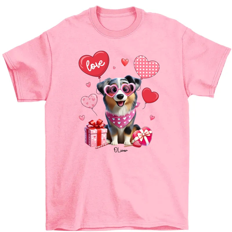 Personalized Valentine Heart Balloon Shirt For Dog Mom, 3D Cute Dogs
