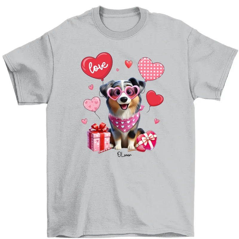 Personalized Valentine Heart Balloon Shirt For Dog Mom, 3D Cute Dogs