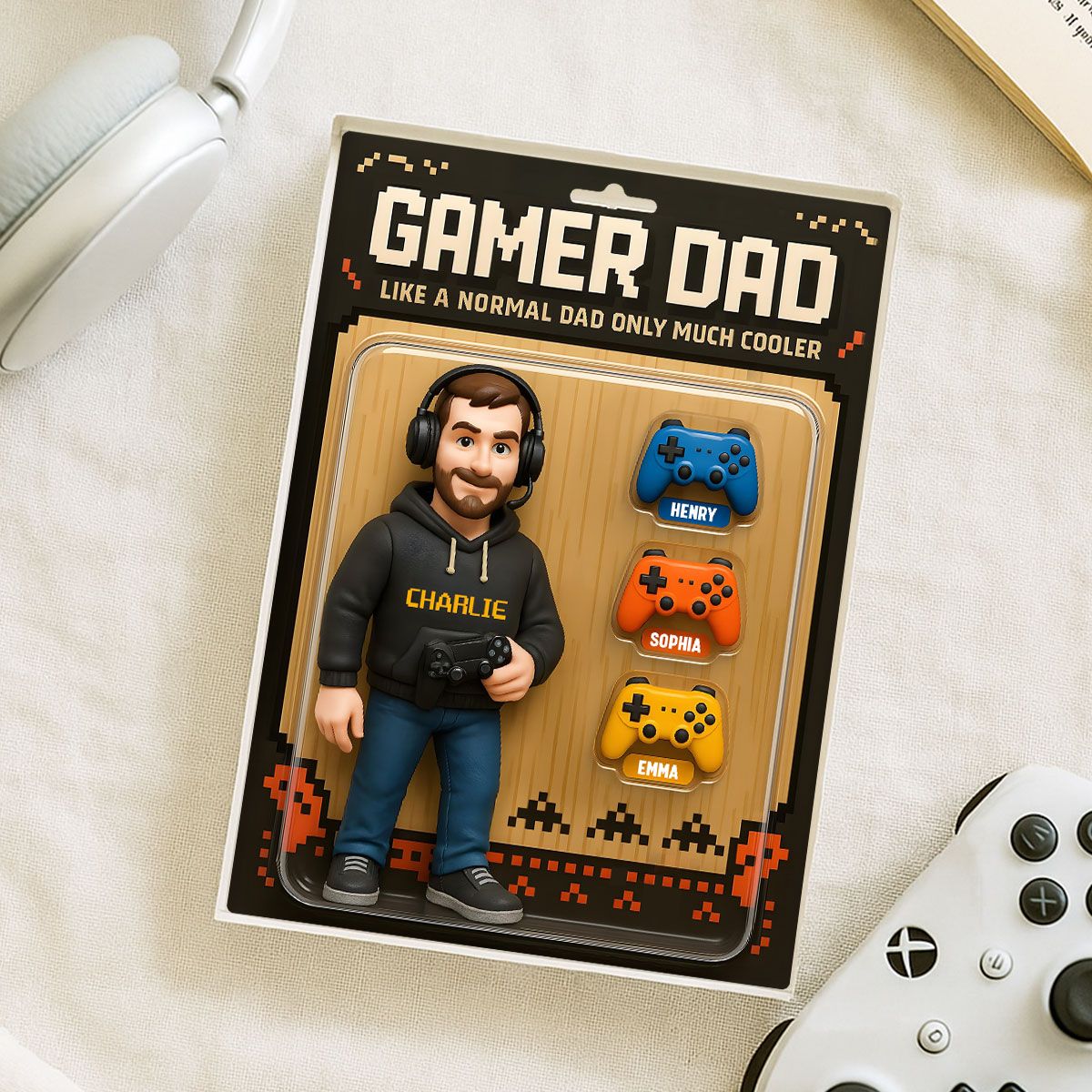 Gamer Dad Cooler Custom Action Figure Personalized Acrylic Block Plaque, Father's Day Gift for Gamer Dad, Gift for Husband