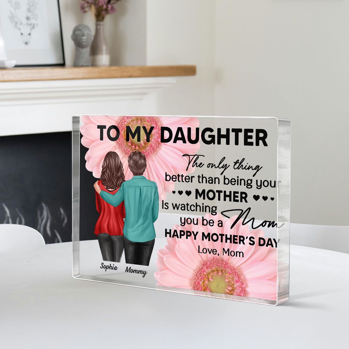 Daisy Flower To My Daughter From Mom Happy Mother's Day Personalized Rectangle Acrylic Block Plaque