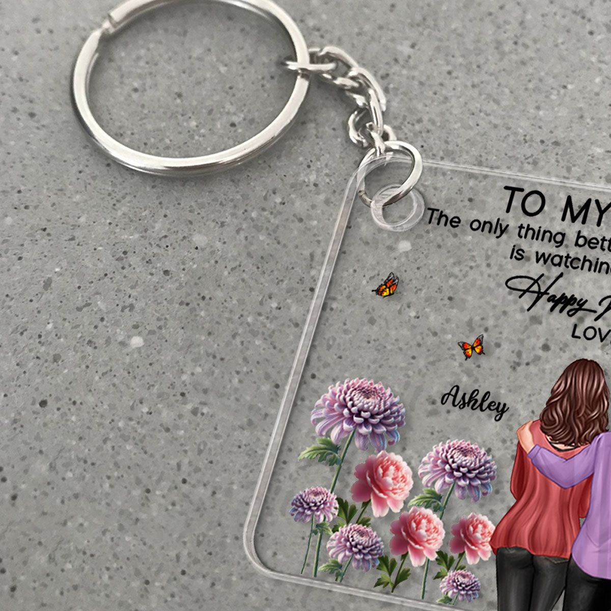 To My Daughter From Mom Happy Mother's Day Birth Flower Personalized Acrylic Keychain, Mother's Day Gift For Daughter