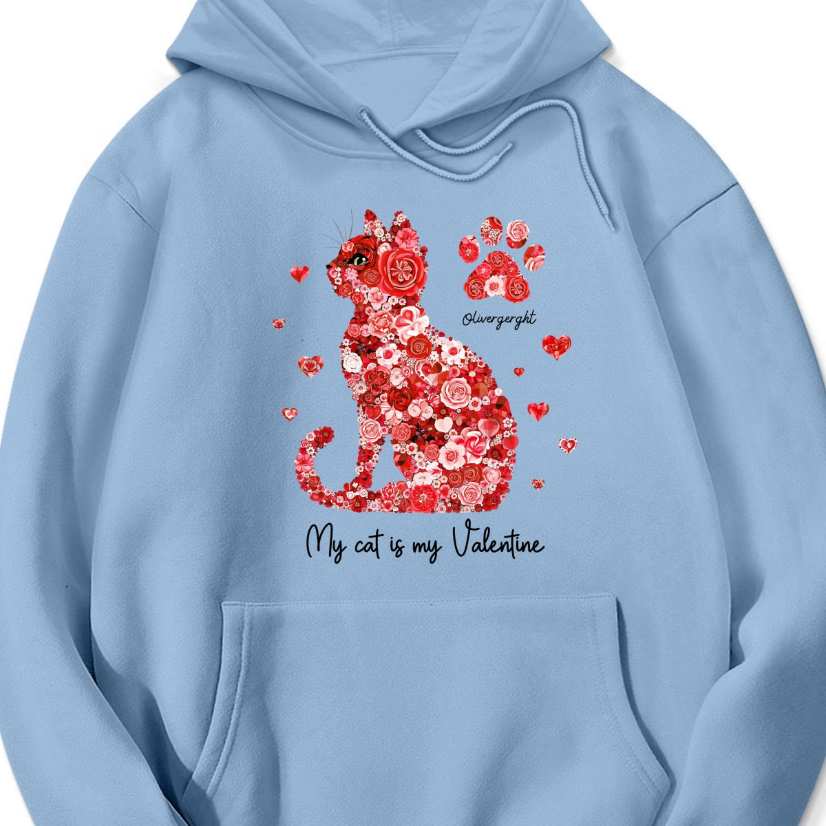 Valentine Cat Flower My Cat Is My Valentine Personalized Shirt, Gift for Cat Moms