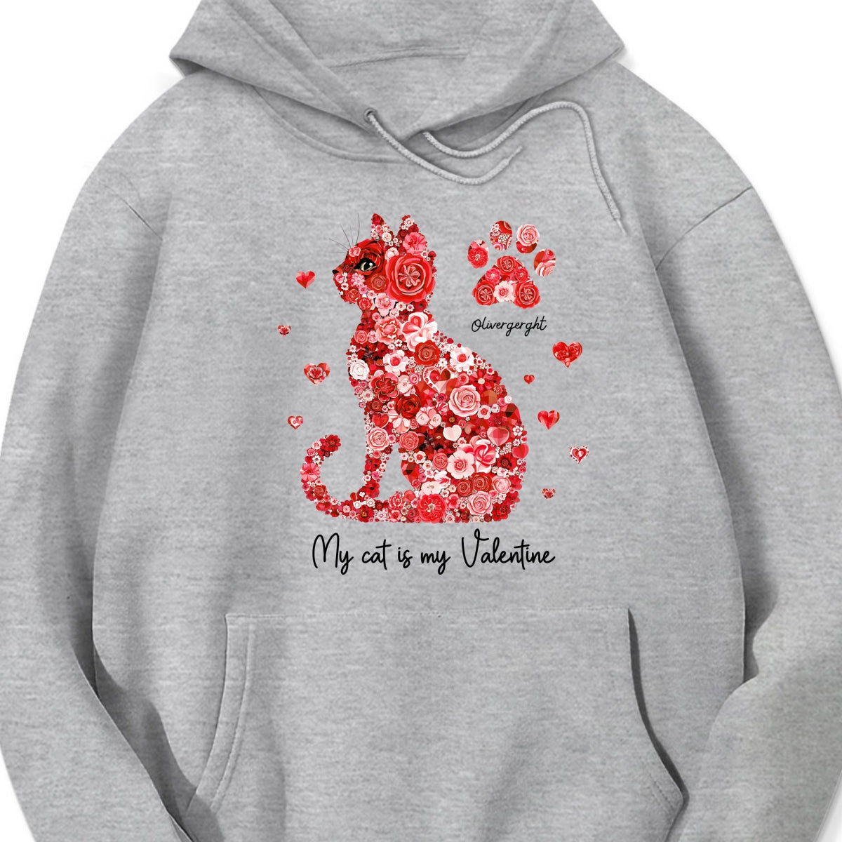 Valentine Cat Flower My Cat Is My Valentine Personalized Shirt, Gift for Cat Moms