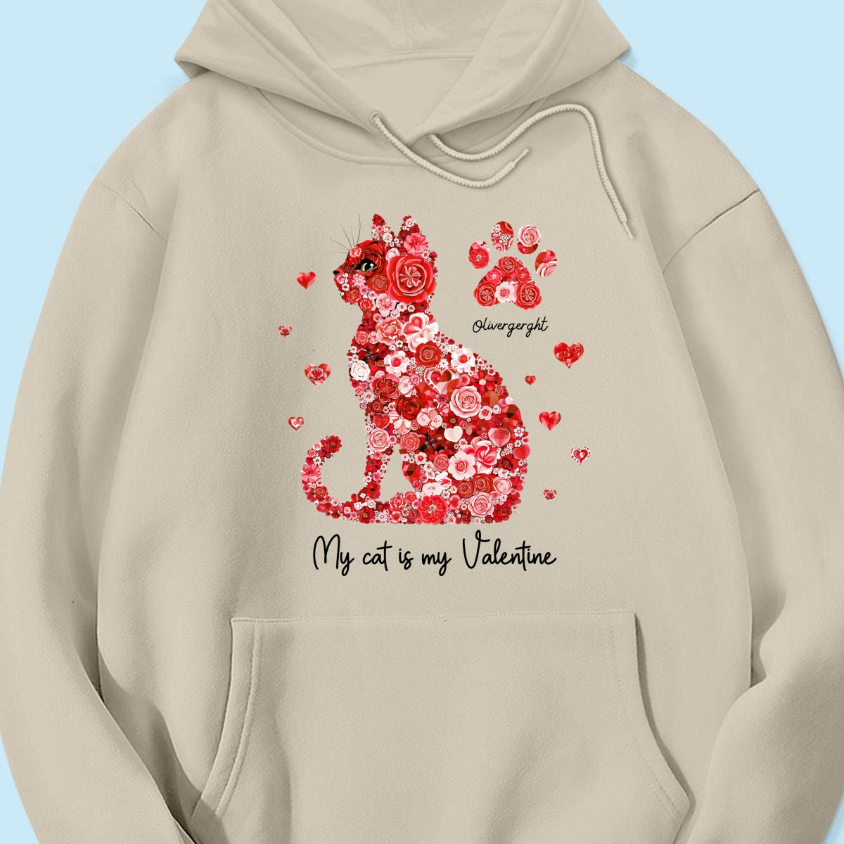 Valentine Cat Flower My Cat Is My Valentine Personalized Shirt, Gift for Cat Moms