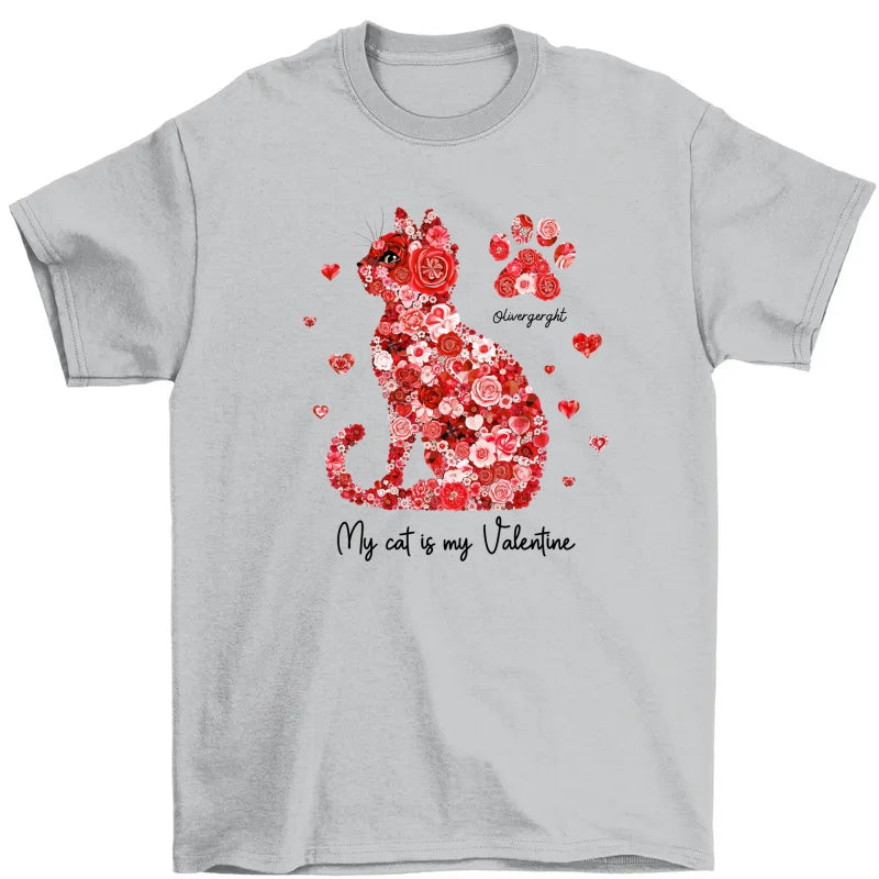Valentine Cat Flower My Cat Is My Valentine Personalized Shirt, Gift for Cat Moms