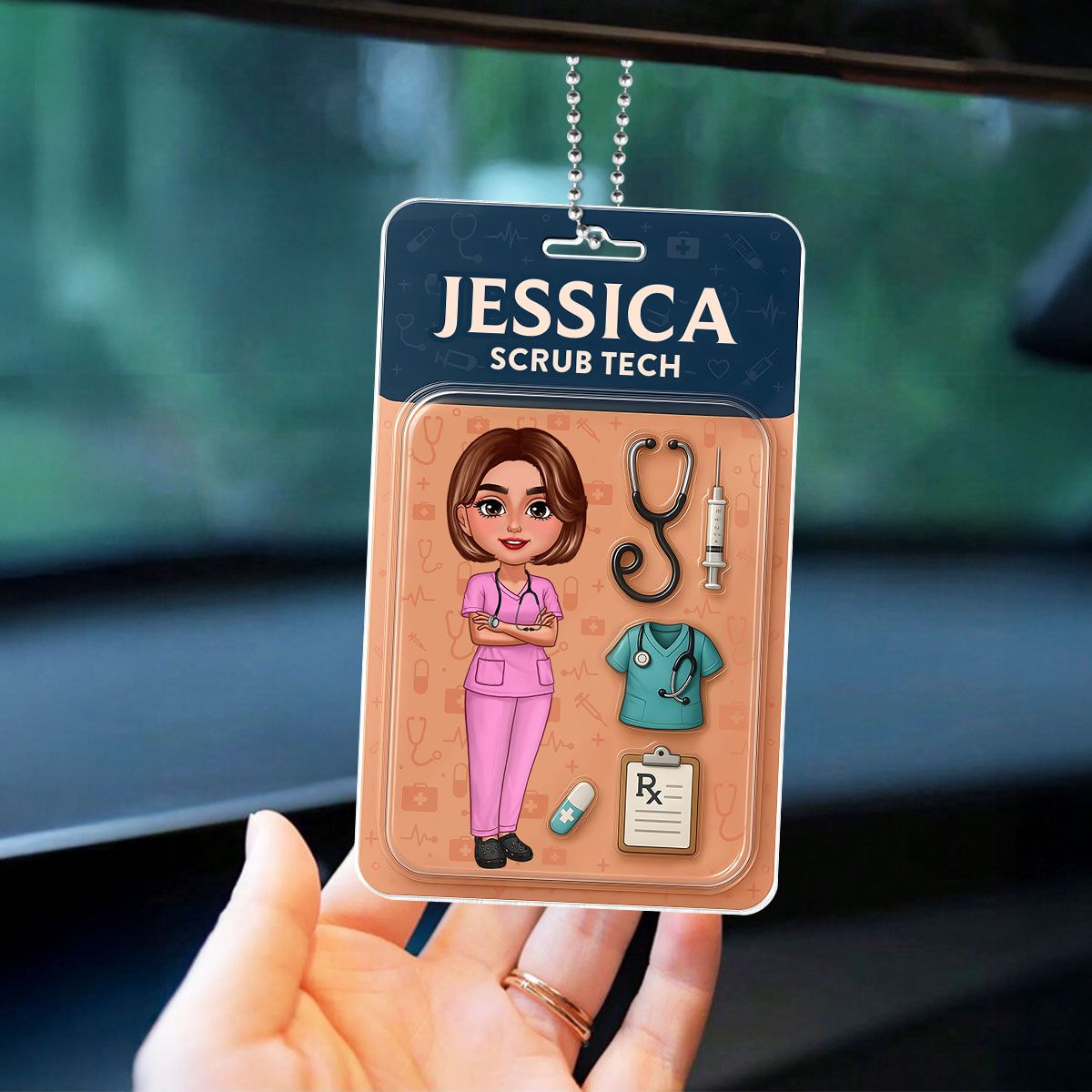 Custom Nurse Figure Cute Doll Nurse Personalized Acrylic Car Hanger