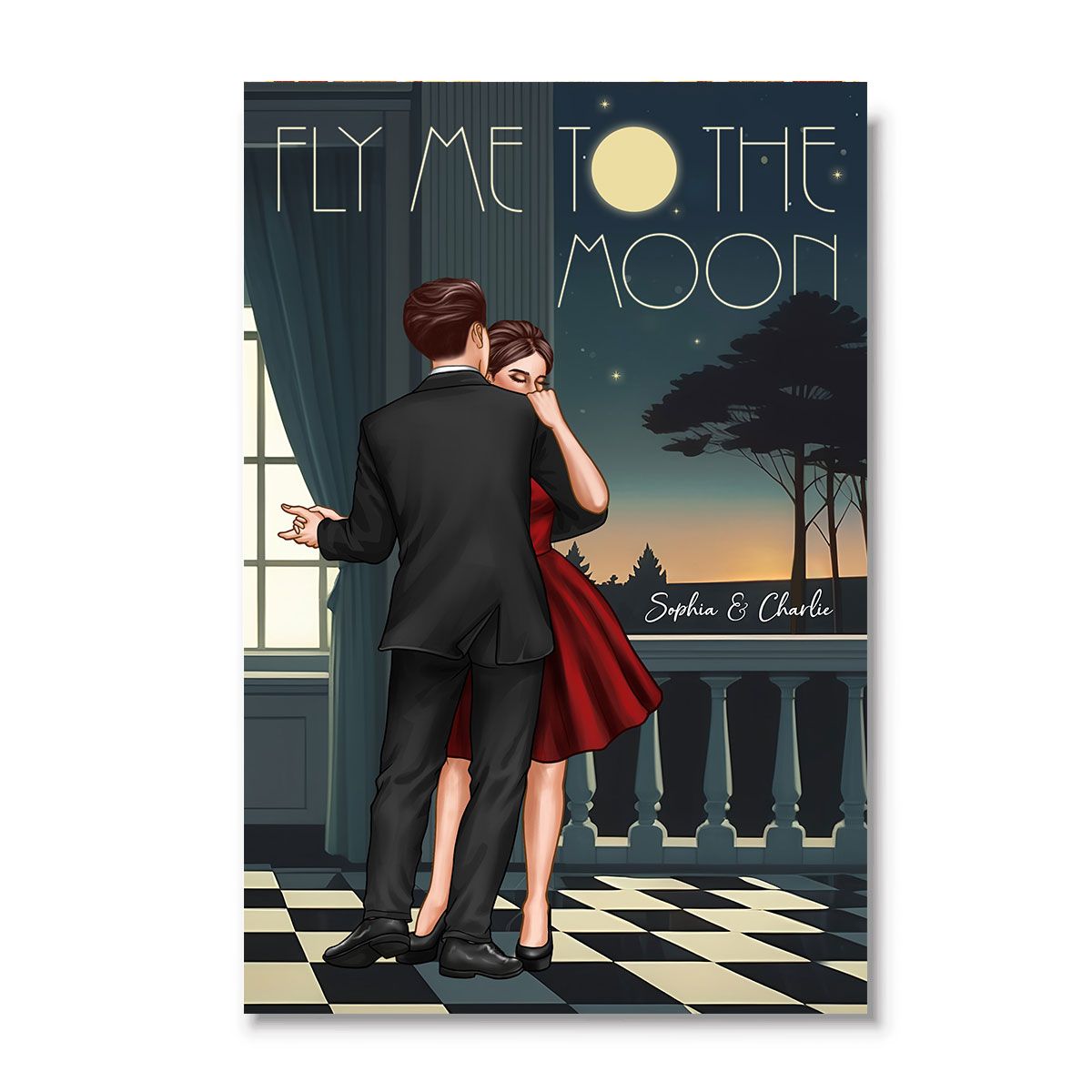 Couple Dancing In Moonlight Couple Anniversary Gift Personalized Poster