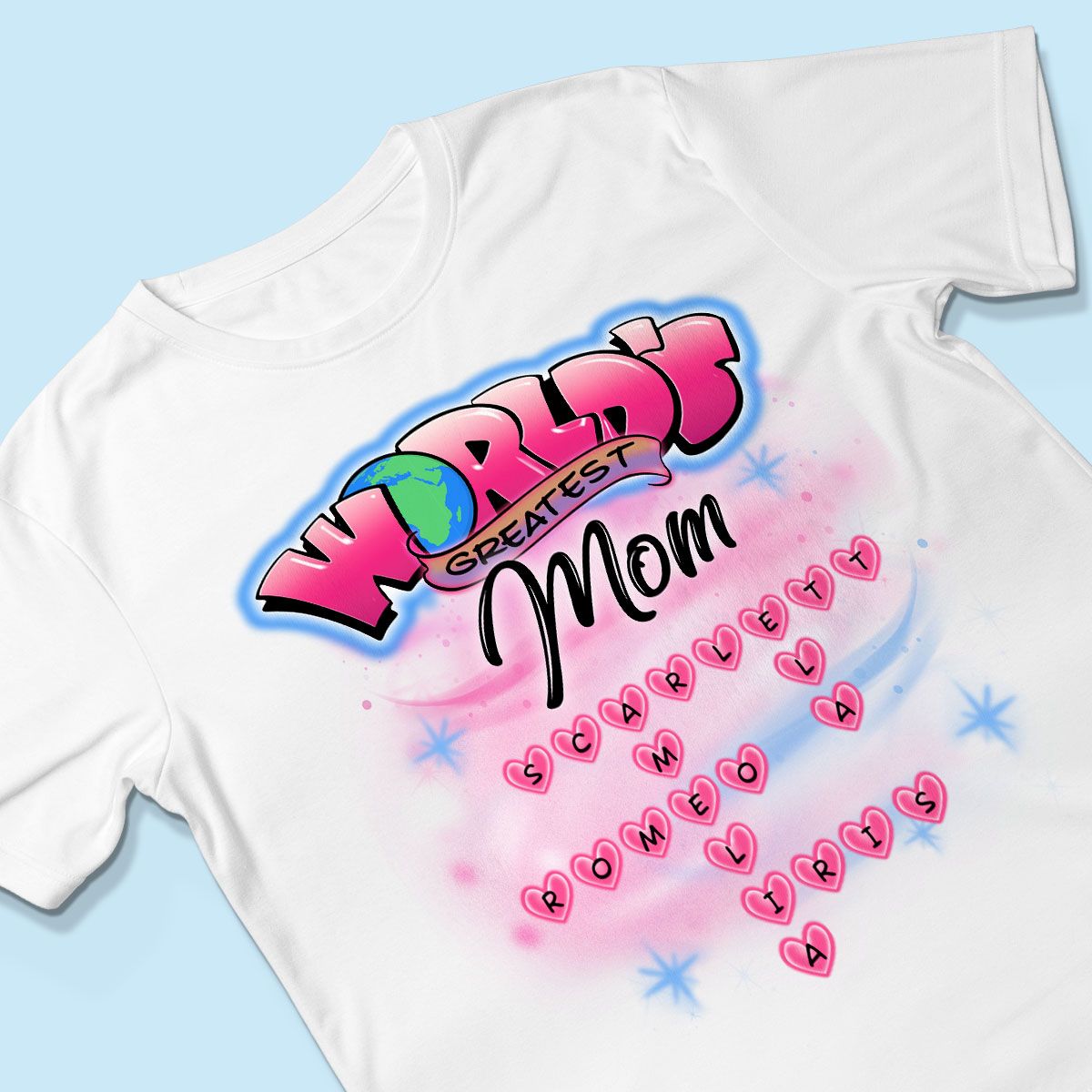 Airbrushed Mom Grandma Kids Names Crosswords Personalized Shirt, Mother's Day Shirt for Mom, for Grandma
