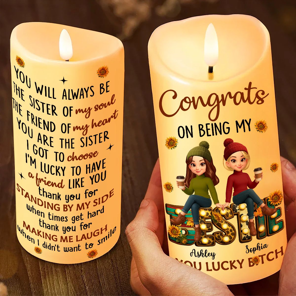 To My Bestie Western Fall Vibe Personalized LED Candle