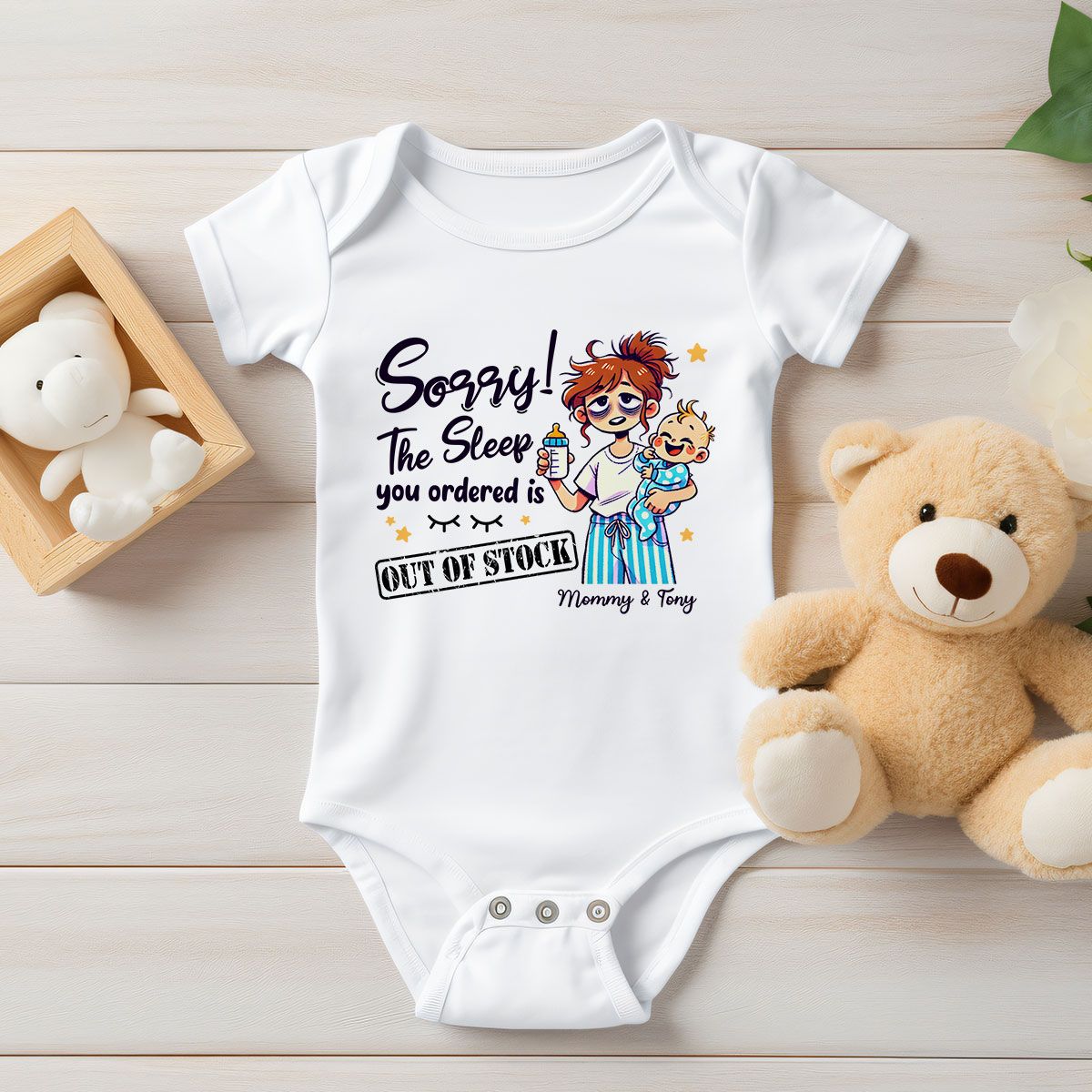 The Sleep You Ordered Is Out Of Stock Funny Personalized Baby Onesie