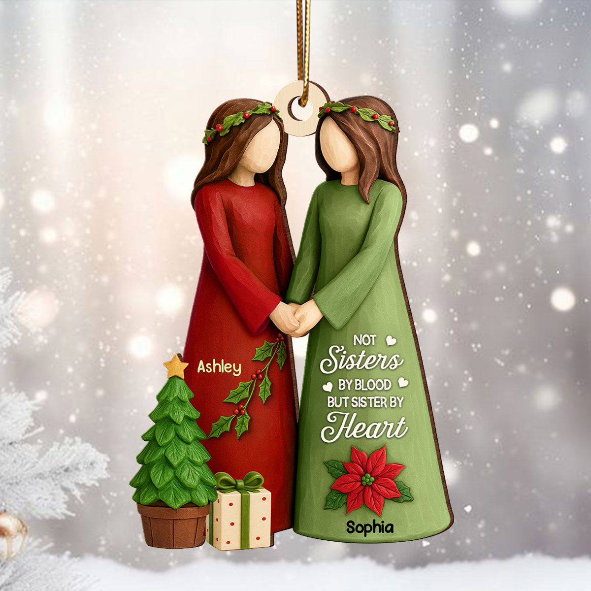 Christmas Best Friends Are Hard To Find 3D Effect Personalized Wooden Ornament, Christmas Gift Friendship Gift for Besties