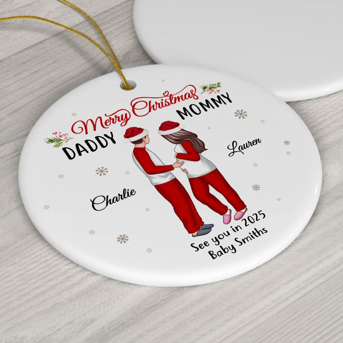 Expecting Parents Ornament, Merry Christmas Mommy Daddy, See You in 2025 Ornament