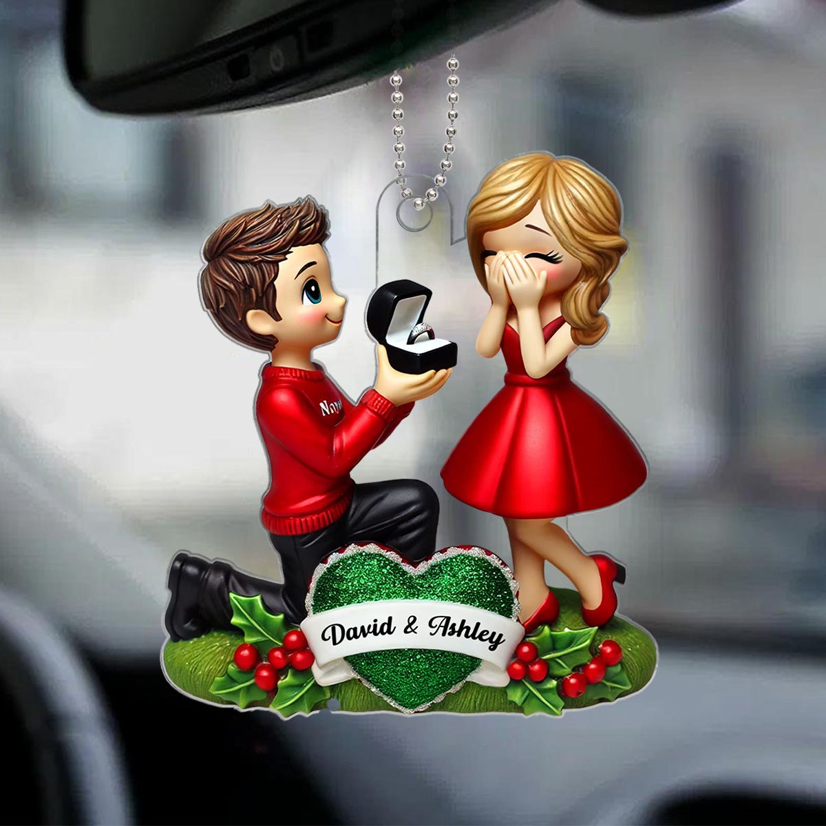 Marriage Proposal 3D Effect Ornament, Personalized Newly Engaged Gift, "She Said Yes!" Ornament, Custom Just Engaged Gifts for Couples