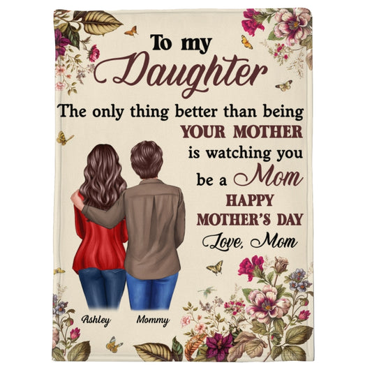 To My Daughter From Mom Happy Mother's Day Personalized Blanket, Mother's Day Gift For Daughter