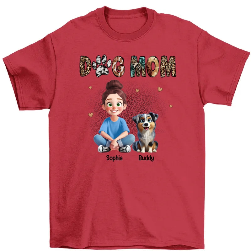 Animal Patterns Dog Mom Animation Cartoon Personalized Shirt, Gift For Dog Lovers