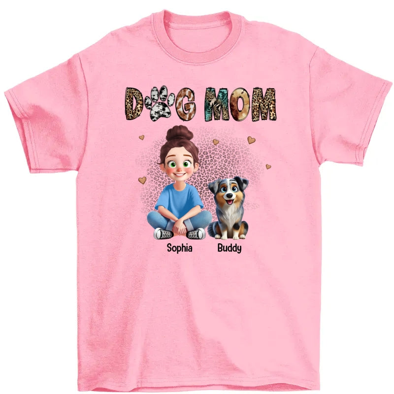 Animal Patterns Dog Mom Animation Cartoon Personalized Shirt, Gift For Dog Lovers