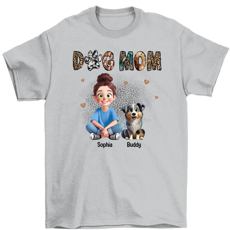 Animal Patterns Dog Mom Animation Cartoon Personalized Shirt, Gift For Dog Lovers