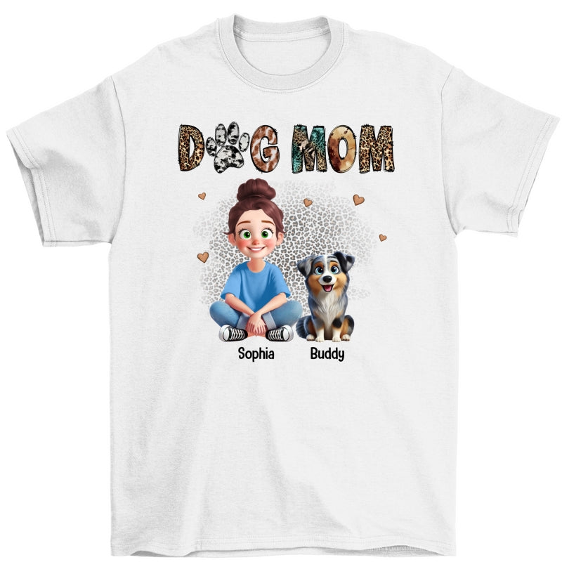 Animal Patterns Dog Mom Animation Cartoon Personalized Shirt, Gift For Dog Lovers
