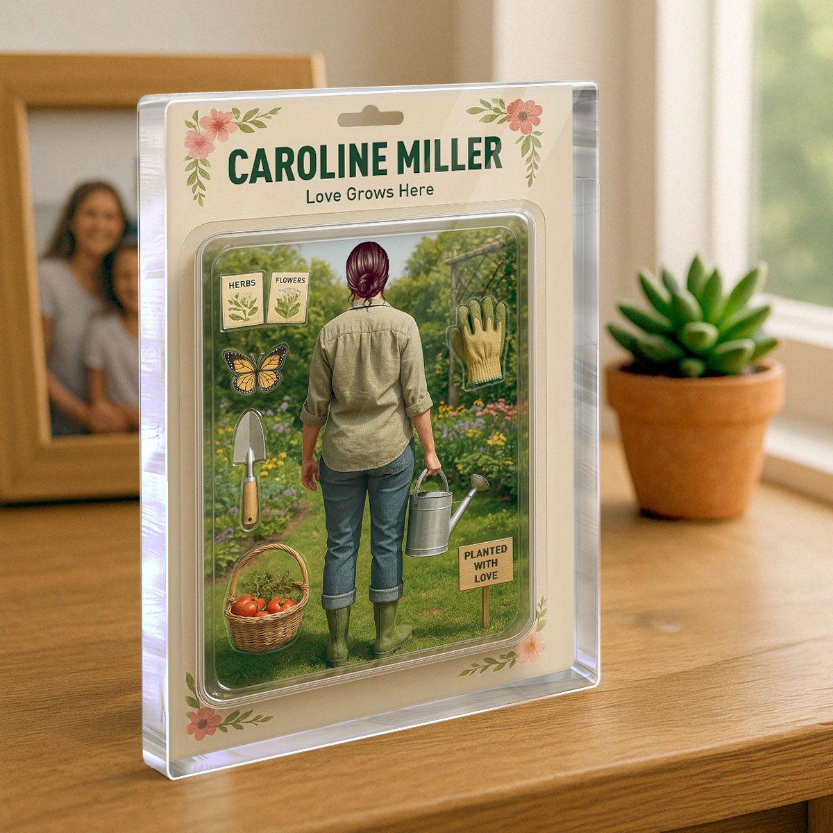 Gardening Mom Grandma Mother's Day Gift Toy Box Figure Style Personalized Acrylic Block Plaque
