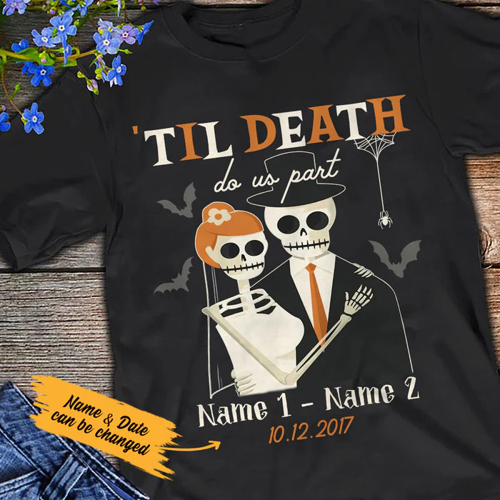Personalized Halloween Skull Couple T Shirt