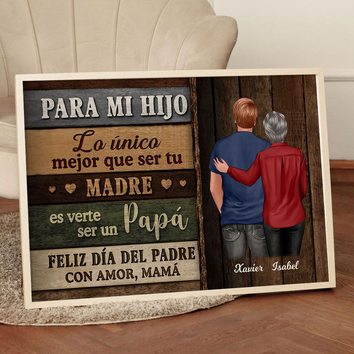 Colored Wood Pallets To My Son From Mom Happy Father's Day Spanish Personalized Canvas