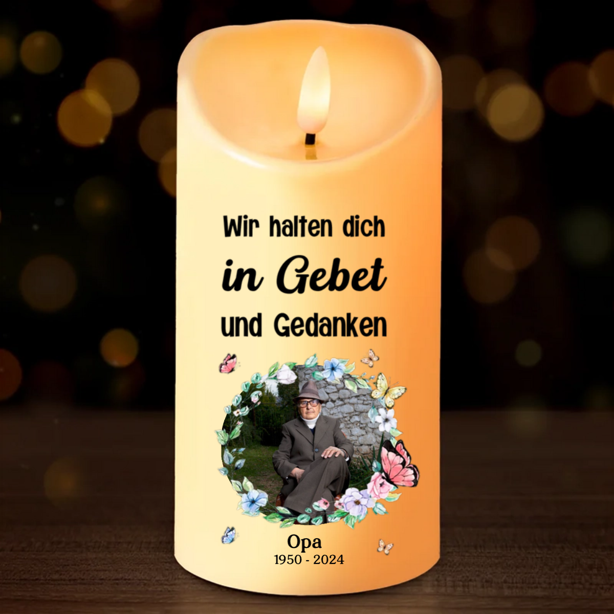 Benutzerdefinierte Foto Memorial personalisierte benutzerdefinierte LED-Kerze - Weihnachtsgeschenk, Sympathie Geschenk für Familienmitglieder