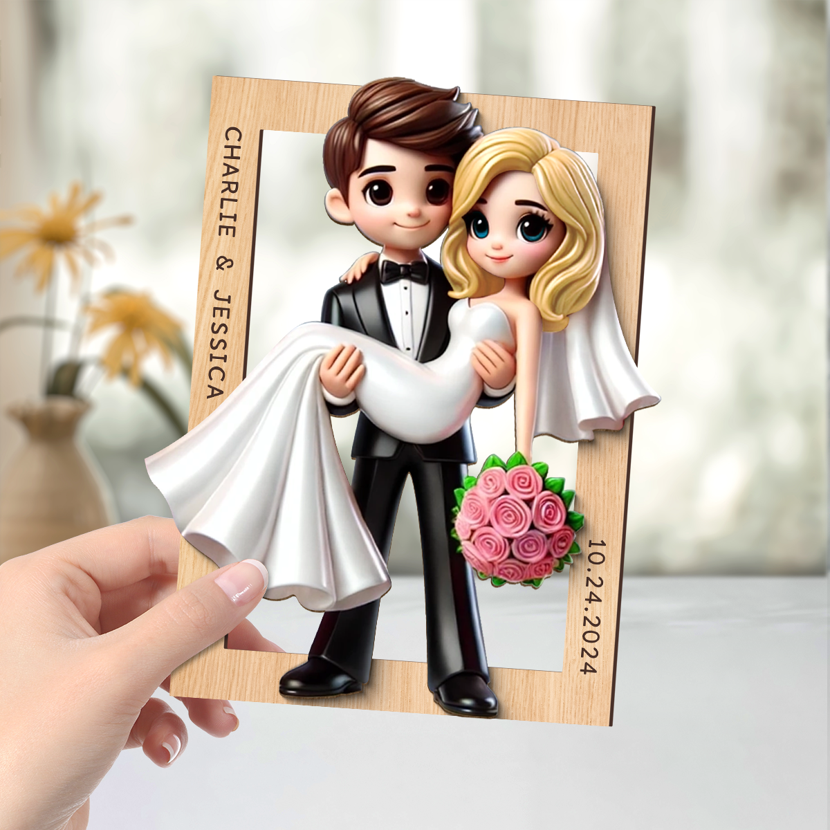 Personalized Mr Mrs Married Couple Personalized 2-Layered Wooden Plaque, Gift for him, Gift for her