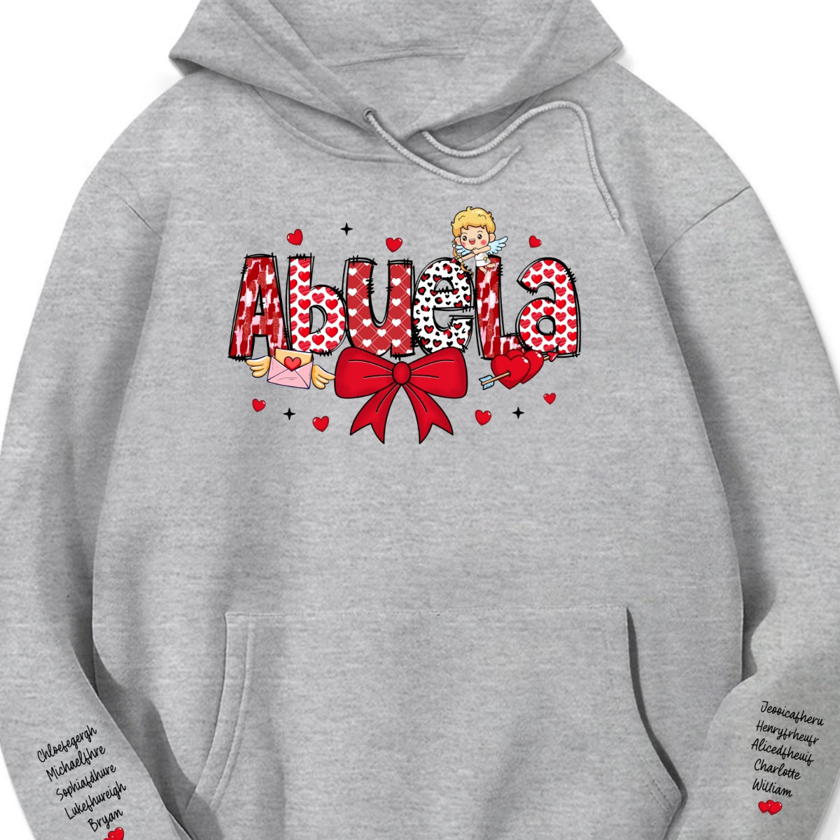 Grandma Valentine Personalized Sleeve Printed Sweatshirt, Valentine's Day Gift For Grandma