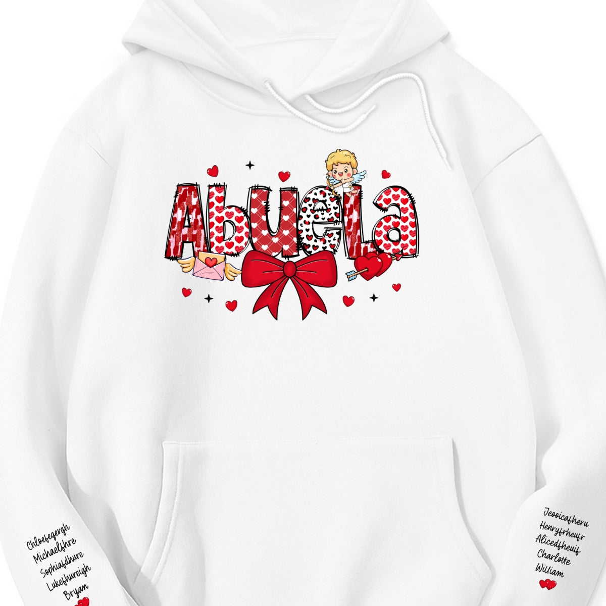 Grandma Valentine Personalized Sleeve Printed Sweatshirt, Valentine's Day Gift For Grandma