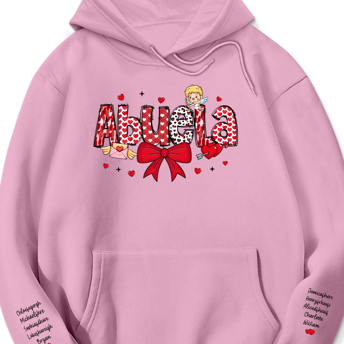 Grandma Valentine Personalized Sleeve Printed Sweatshirt, Valentine's Day Gift For Grandma