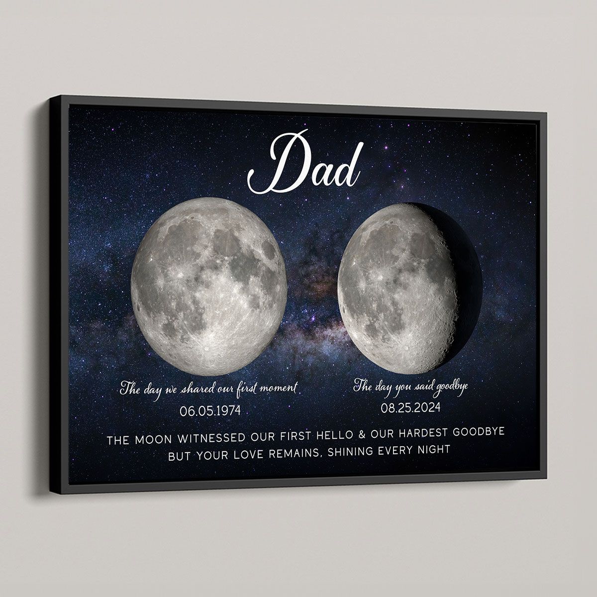 The Moon Witnessed Our First Hello And Our Hardest Goodbye Memorial Moon Phase Personalized Canvas