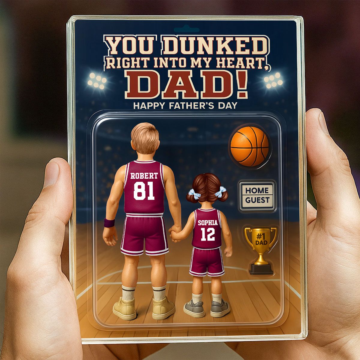 You Dunked Right into my Heart Dad, Basketball Custom Figure Personalized Acrylic Block Plaque, Father's Day Gift for Dad, Gift for Husband