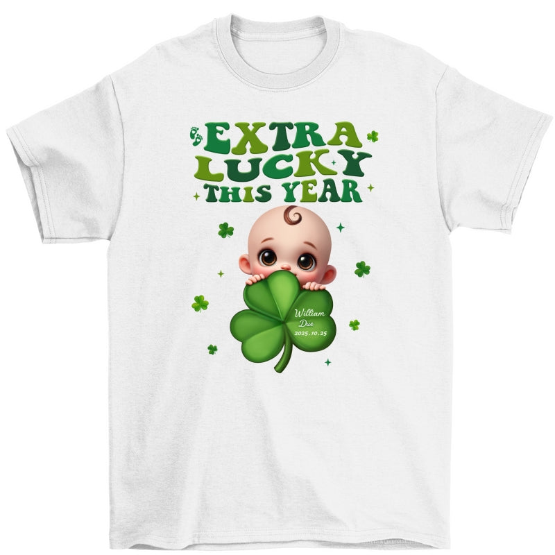 Extra Lucky This Year, St Patrick's Day Pregnancy Reveal Personalized Shirt, Pregnancy Announcement, Mom To Be
