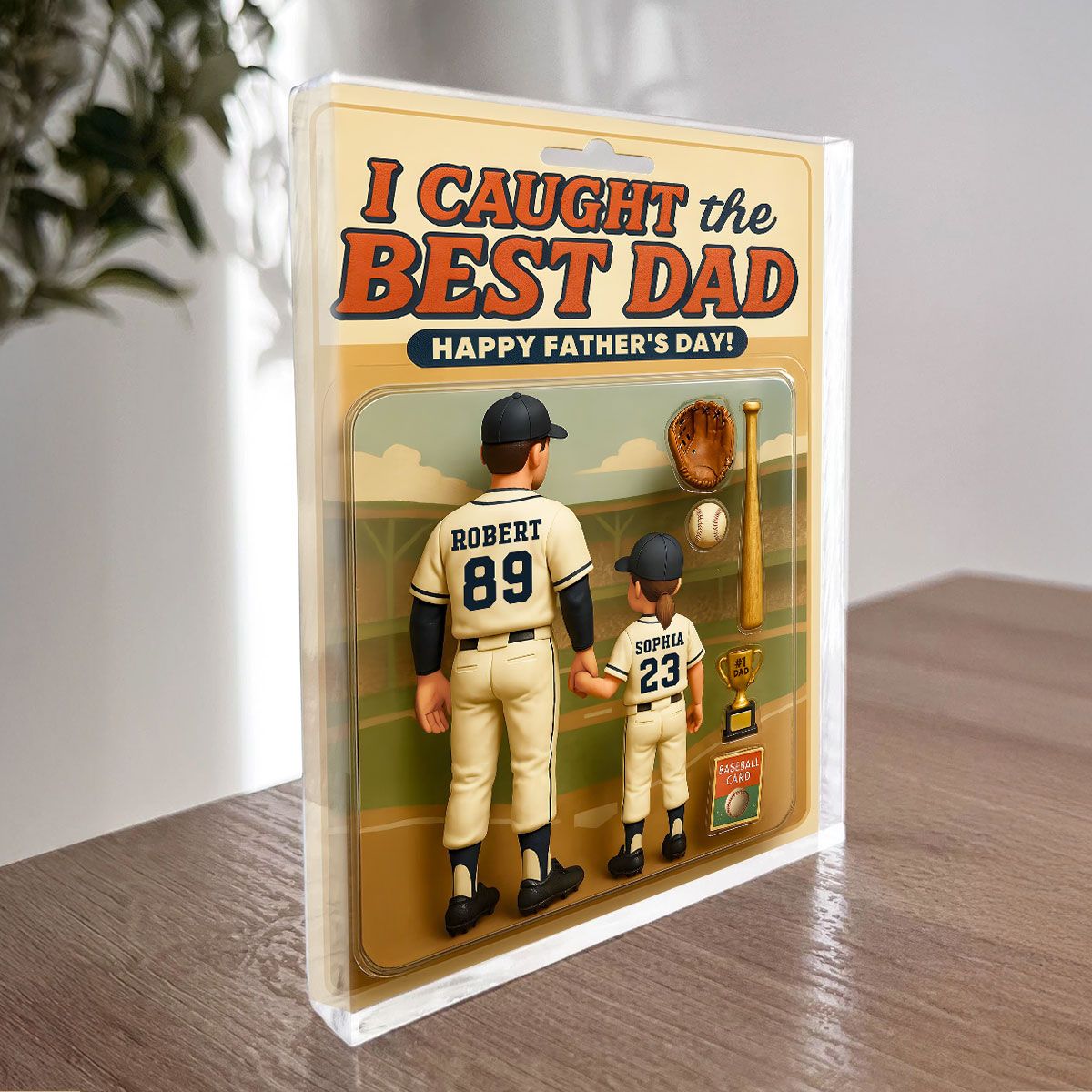 We Caught the Best Dad Baseball Custom Figure Personalized Acrylic Block Plaque, Father's Day Gift for Dad, Gift for Husband
